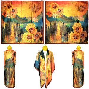 NWT Double Sided Silk Scarf 53"x53" Large Square Shawl Wrap SJJL 3244